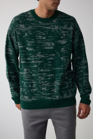 コントラストジャガードニット