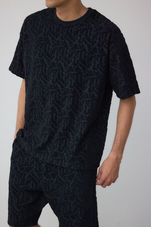 総柄パイルジャガードトップス