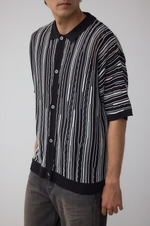 ポロ襟クージーニットトップス