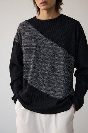 ヘビーワッフルバイカラートップス