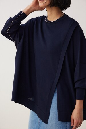 サイドラインアシンメトリーポンチョ