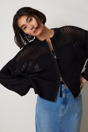 アイレットジップカーディガン