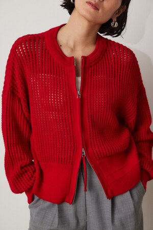 アイレットジップカーディガン