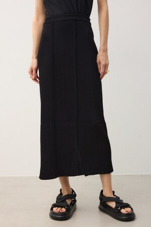 リブ切り替えニットスカート