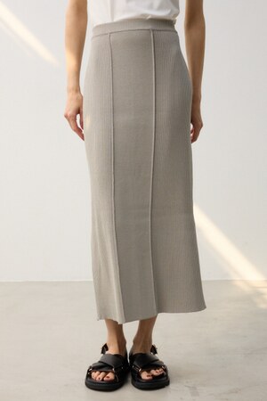 リブ切り替えニットスカート