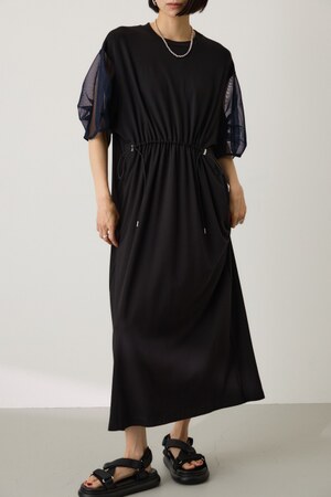 メッシュ切替ドロストワンピース