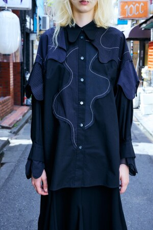enfold ENFOLD MIX WAVE SHIRT エンフォルド ENFOLD MIX FABRIC WAVE SHIRT 美品！