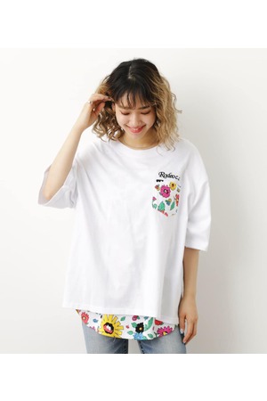 Flower full bloomタンク&Tシャツセット(F BLK): Tシャツ・カットソー 