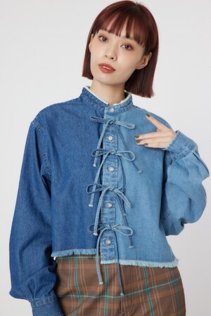 リボンクロップドシャツ