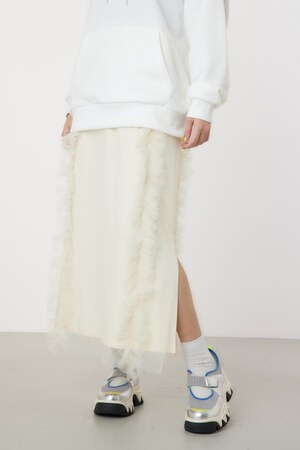 チュールフリルラインスカート