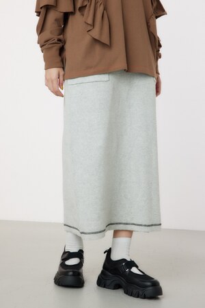 スウェットライクカラーステッチニットスカート