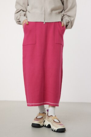 スウェットライクカラーステッチニットスカート