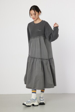 ピグメント布帛ドッキングワンピース