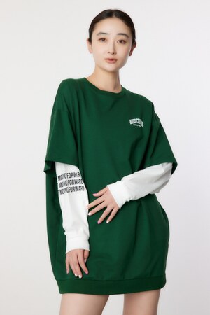 フェイクレイヤードスウェットワンピース