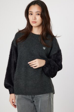 アームシャギーニットトップス