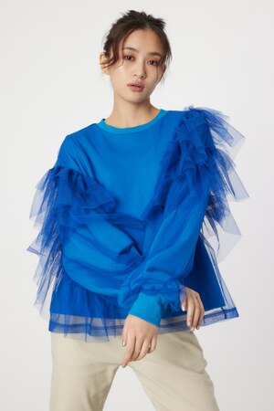 チュールレイヤードフリルスウェット