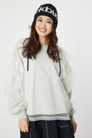 チュールレイヤードフリルスウェット