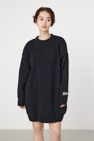 モールケーブルロゴニットワンピース