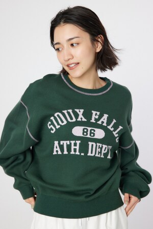 配色ステッチカレッジニットトップス