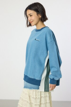 ラインドッキングデニムトップス