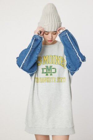 デニムドッキングスウェットワンピース