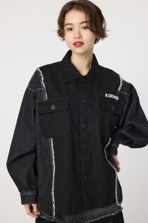デニムドッキングミリタリールーズシャツ