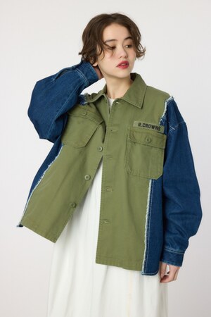 デニムドッキングミリタリールーズシャツ