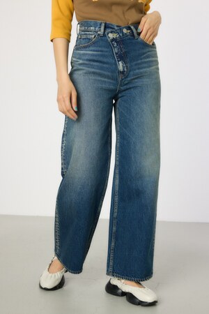 waist designフレアデニムパンツ