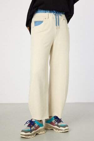 デニムウエスト スウェットワイドパンツ