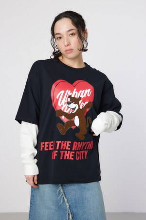 ハートパネルレイヤードロングスリーブTシャツ