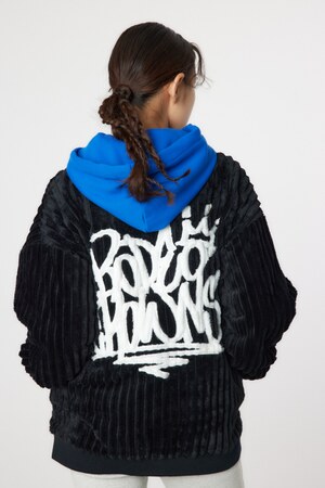 ハリヌキバックLOGOフェイクファージャケット