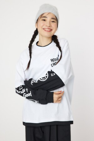 【UNISEX】ラクガキフェイクレイヤード ロングスリーブTシャツ