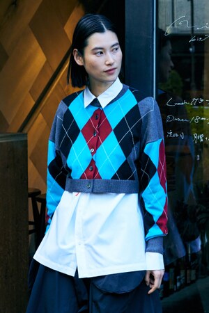 spring argyle vest ナゴンスタンス（argyle spring cotton-knit 