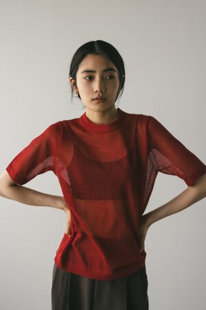 ウォッシャブルリネンミックスニットT