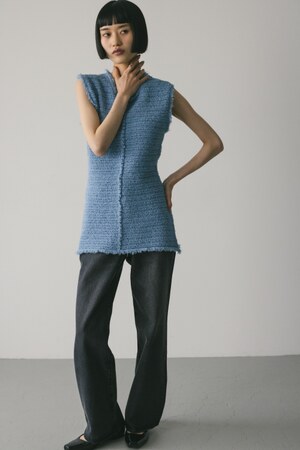 ツイードニットトップ