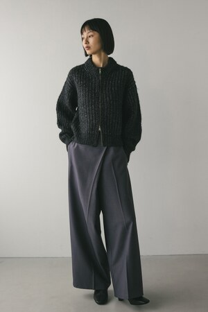 ダブルジップラメニットカーデ