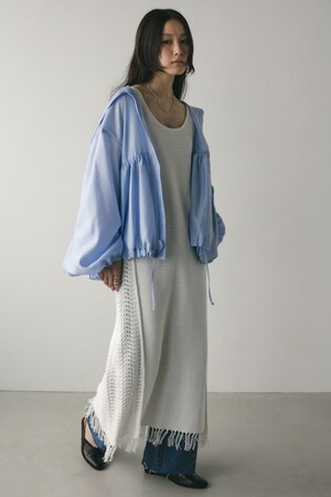 シアーギャザーフードシャツブルゾン