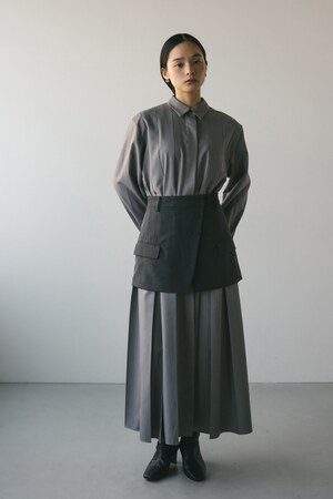 ワイドプリーツシャツワンピース