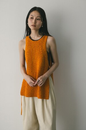 サイドリボンミックスニットタンク