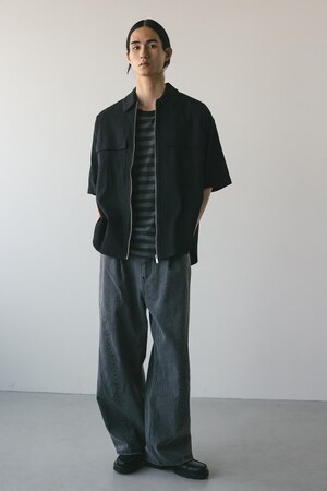 シアサッカージップシャツ