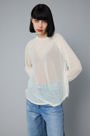 Sheer loose long T-shirt