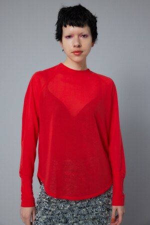 Sheer loose long T-shirt